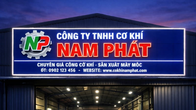 Bảng hiệu nhà xưởng mặt mica có đèn led