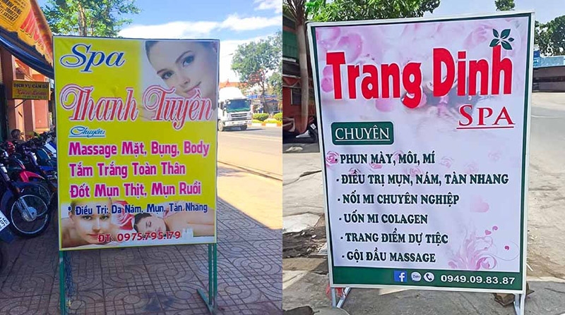 Bảng hiệu đứng 2 mặt spa