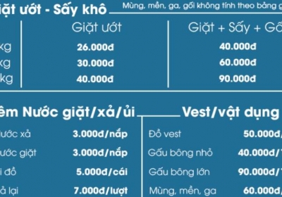 TOP Mẫu Bảng Giá Giặt Sấy TP.HCM Phổ Biến Hiện Nay